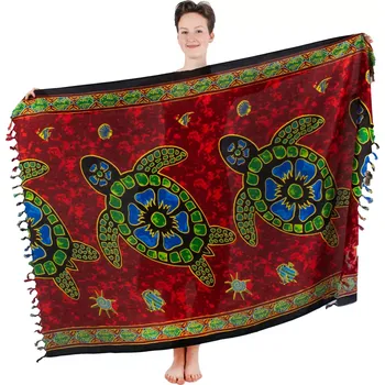 Šátek Sarong / pareo / plážový šátek s želvami Three Turtles Red, Sittar.cz