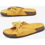 Žluté dámské pantofle s mašlí na léto 2033X-49, VELIKOST 38