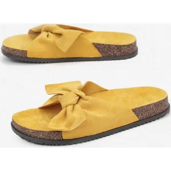 Dámské pantofle Žluté dámské pantofle s mašlí na léto 2033X-49, VELIKOST 38