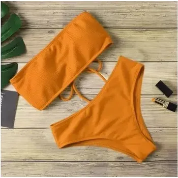 Dámské plavky Dvoudílné sexy plavky Bikini Set 2v1 Barva: Oranžová, Velikost: L