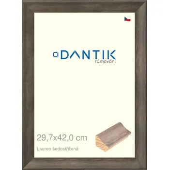 Rám na obraz DANTIK rámeček 29,7x42 | Lauren šedostříbrná (Plexi Čiré) (Vyrobeno s láskou u nás v DANTIKU)