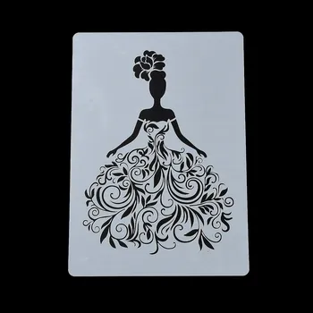 Plastová šablona, ŽENA V ŠATECH, 21X29,7 cm, 1 kus