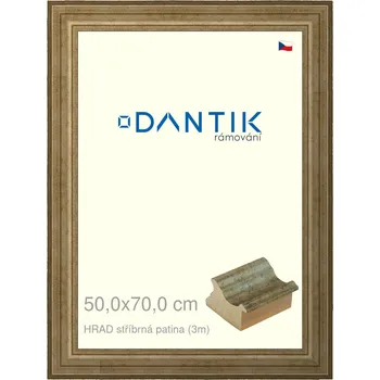 Rám na obraz DANTIK rámeček 50x70 | HRAD stříbrná patina (Plexi Čiré) (Vyrobeno s láskou u nás v DANTIKU)
