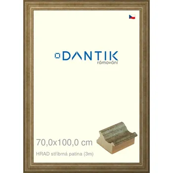 Rám na obraz DANTIK rámeček 70x100 | HRAD stříbrná patina (Plexi Čiré) (Vyrobeno s láskou u nás v DANTIKU)