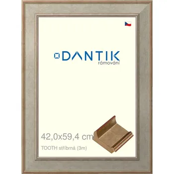 Rám na obraz DANTIK rámeček 42x59,4 | TOOTH stříbrná (Plexi Čiré) (Vyrobeno s láskou u nás v DANTIKU)