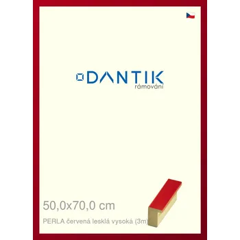 Rám na obraz DANTIK rámeček 50x70 | PERLA červená lesklá vysoká (Plexi Čiré) (Vyrobeno s láskou u nás v DANTIKU)