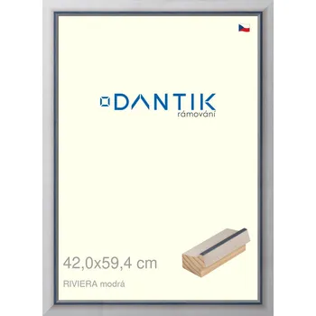 Rám na obraz DANTIK rámeček 42x59,4 | RIVIERA modrá (Plexi Čiré) (Vyrobeno s láskou u nás v DANTIKU)