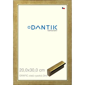 Rám na obraz DANTIK rámeček 20x30 | GRAFIC zlatá vysoká (Sklo Čiré) (Vyrobeno s láskou u nás v DANTIKU)