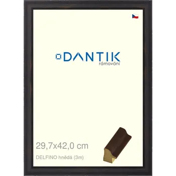 Rám na obraz DANTIK rámeček 29,7x42 | DELFINO hnědá (Plexi Čiré) (Vyrobeno s láskou u nás v DANTIKU)