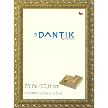 Rám na obraz DANTIK rámeček 70x100 | ROKOKO zlatá házená (Plexi Čiré) (Vyrobeno s láskou u nás v DANTIKU)