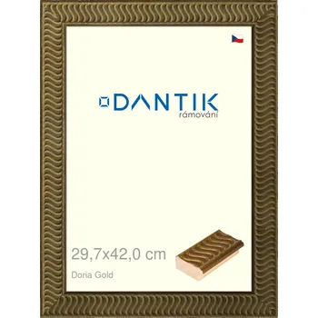 Rám na obraz DANTIK rámeček 29,7x42 | Doria Gold (Plexi Čiré) (Vyrobeno s láskou u nás v DANTIKU)