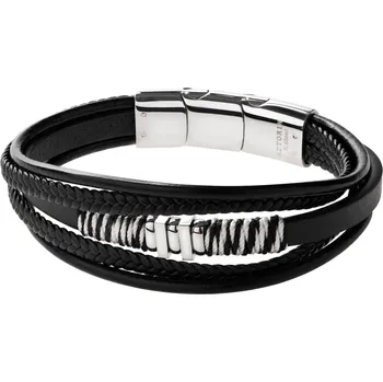 Náramek Náramek z ušlechtilé oceli a kůže - AZ534-7878