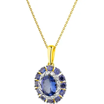 Přívěsek Zlatý přívěsek s diamanty a syntetickými safíry - ryzost 585 - 194.190