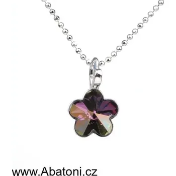 Náhrdelník Swarovski Elements Flower - Stříbrný náhrdelník (přívěsek + řetízek) fialová kytička, květinka 54032.3 Lilac Shadow (fialová, vínová, bordó, růžovo zlatá, duhová)