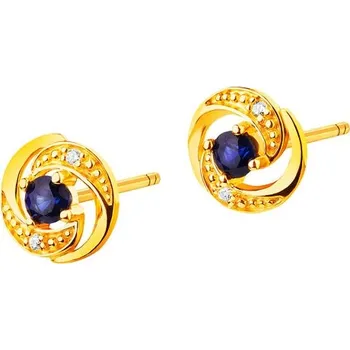 Náušnice Zlaté náušnice se syntetickými safíry a zirkony - kroužky - K-821.01