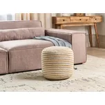 Puf pletená béžová juta 40 x 40 x 40 cm kulatý doplněk pro domácnost v boho stylu Beliani