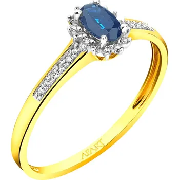 Prsten Prsten ze žlutého zlata s diamanty a safírem - ryzost 585 - 109.859