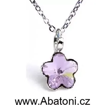 Náhrdelník Swarovski Elements Flower - Stříbrný náhrdelník (přívěsek + řetízek) fialová kytička, květinka 54032.3 Violet (fialová velmi světlá, lila)