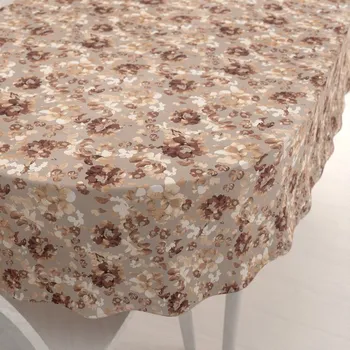 ubrus Sametový oválný ubrus Tamara TMR-042 Hnědé květy na šedobéžovém 50x100 cm