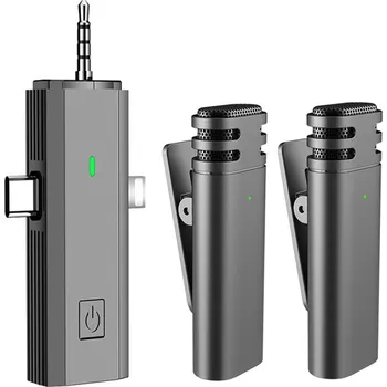 Mikrofon pro Apple iPhone - Lightning / USB-C / 3,5mm jack - bezdrátové - černé - sada 2 kusů