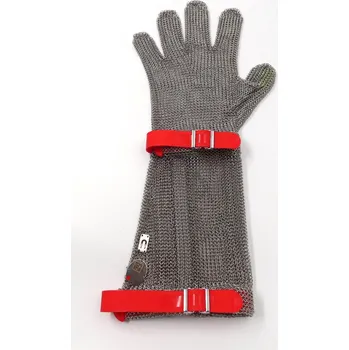 Pracovní rukavice Rukavice protipořezová Niroflex 2000, předloktí 19 cm, zapínání na háčky, vel. M červená