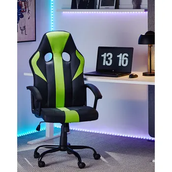 Kancelářská židle zeleno černá ze syntetické kůže, otočná, moderní design Beliani