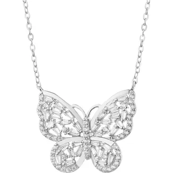 Náhrdelník Stříbrný náhrdelník se zirkony - motýl - AP535-6072