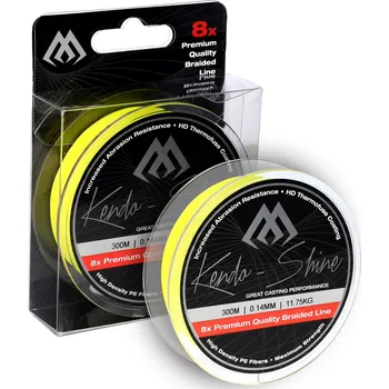 Mikado PLETENÁ ŠŇŮRA - KENDO SHINE - 0.14mm/11.75kg/300m - FLUO/ŽLUTÁ - 1 cívka