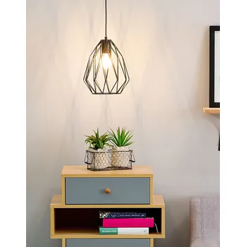Závesná stropná lampa s jedným svetlom a tienidlom čiernej klietky Beliani