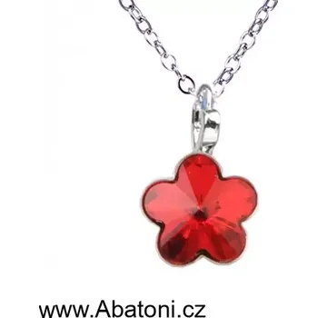 Náhrdelník Swarovski Elements Flower - Stříbrný náhrdelník (přívěsek + řetízek) červená kytička, květinka 54032.3 Light Siam (červená)
