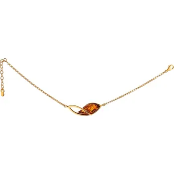 Náramek Pozlacený stříbrný náramek s jantarem - AP532-6240