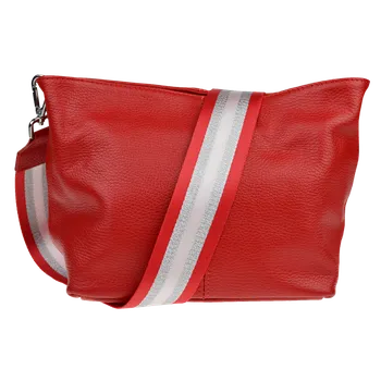 Kabelka NovaKabelka.cz Kožená italská crossbody kabelka Batilda Rosso s přídavným popruhem V