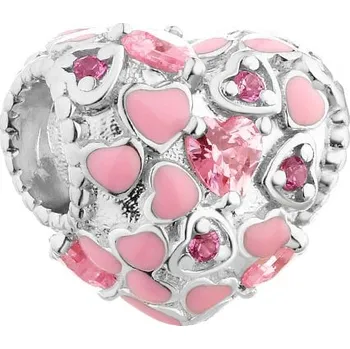 Přívěsek Stříbrný přívěsek Beads se zirkony a smaltem - srdce - AP536-3382