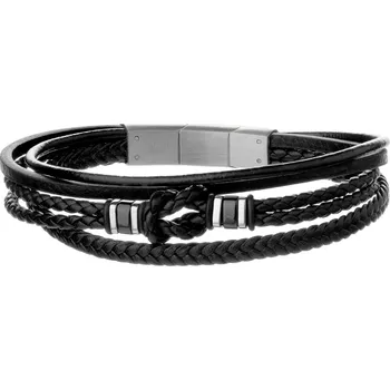 Náramek Náramek z ušlechtilé oceli a kůže - AZ535-8194