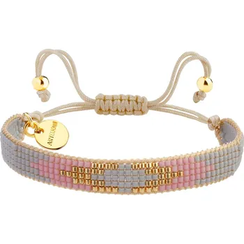 Náramek Náramek s prvky z pozlacené mosazi a skleněnými korálky - AR537-8794