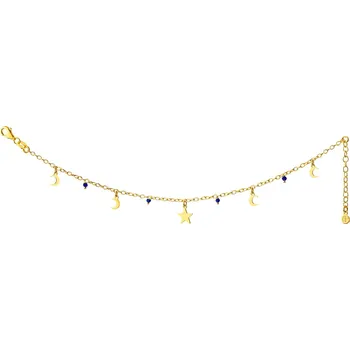 Náramek Pozlacený stříbrný náramek se sklem - půlměsíce, hvězdy - AP532-0672