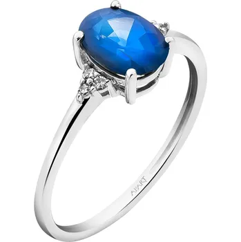 Prsten Prsten z bílého zlata s diamanty a safírem - ryzost 585 - 203.220