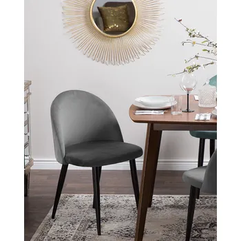 Jídelní židle Sada 2 jídelních židlí šedé sametové čalounění moderní retro design šikmé černé nohy kuchyň jídelna Beliani