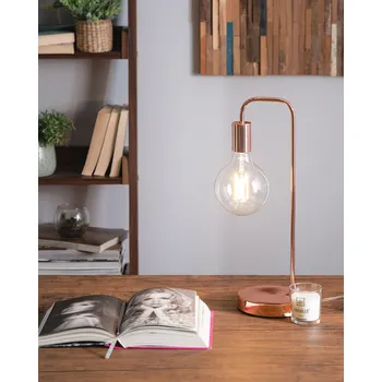 Lampička Stolní lampa měděná kovová 48 cm dlouhá žárovka s dlouhým kabelem s vypínačem Oblouková lampa Moderní design Beliani