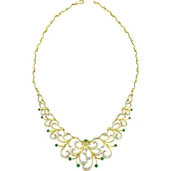 Náhrdelník Zlatý náhrdelník s brilianty a smaragdy - ryzost 585 - 220.193