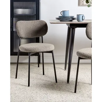 Jídelní židle Sada 2 jídelních židlí taupe buklé čalounění bez područek kovové nohy jídelna kuchyně Beliani