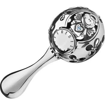 Stříbrné chrastítko s jantarem a zirkonem - AP125-7816