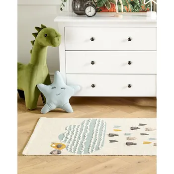 Koberec Koberec bavlněný vícebarevný s motivem oblaků 80 x 150 cm nízký vlas běhoun do dětského pokoje Beliani