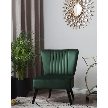 Křeslo křeslo zelené, prošívané s pruhy gumové dřevo velkého pokoje, do obývacího pokoje moderní Beliani