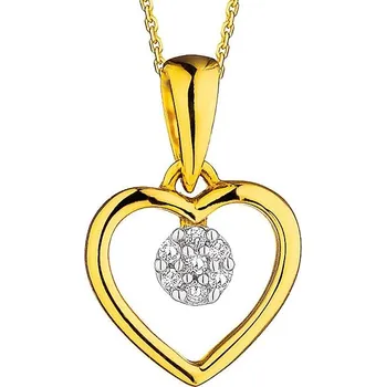 Přívěsek Zlatý přívěsek s diamanty - srdce - 0,02 ct - ryzost 585 - 101.143