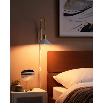 Nástěnné svítidlo Nástěnné svítidlo bílé zlato ocel 1 světlo osvětlení kužel odstín moderní průmyslové obývací pokoj ložnice Beliani