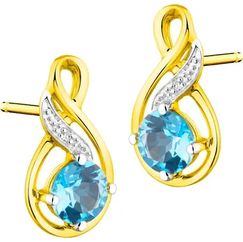 Náušnice Zlaté náušnice s diamanty a topazy - ryzost 585 - 220.553