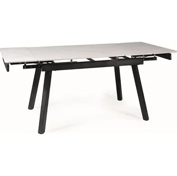 Jídelní stůl Nábytek PEGAS s.r.o. Jídelní stůl JOHN 150(210) cm, Efekt bílého mramoru/Černý mat