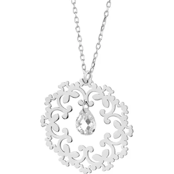 Náhrdelník Stříbrný náhrdelník s broušeným sklem - rozeta - AP535-0426