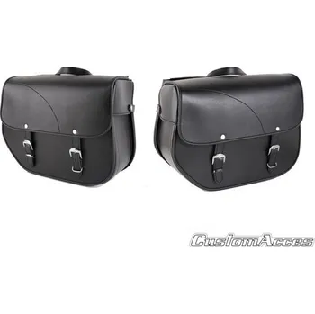 Zavazadlo na motocykl CUSTOMACCES Kožená sedlová brašna CUSTOMACCES SANT LOUIS APS001N černý pár